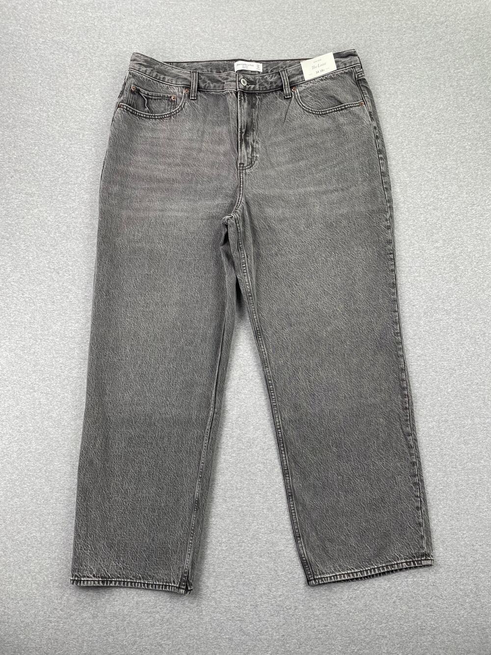 Abercrombie & Fitch High Rise Loose Jeans Womens 34 / 18 Dark Gray Baggy Denim